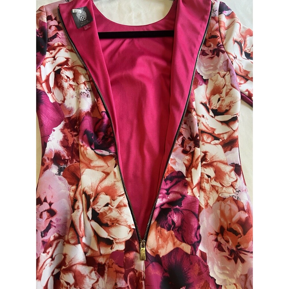 Vince Camuto Floral Scuba Sheath Dress Sz 2 Rose Garden Party Resort Wear EUC - Picture 6 of 7